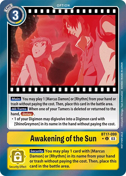 Awakening of the Sun &mdash; Digimon Card Game card