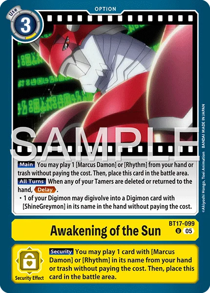 Awakening of the Sun &mdash; Digimon Card Game card