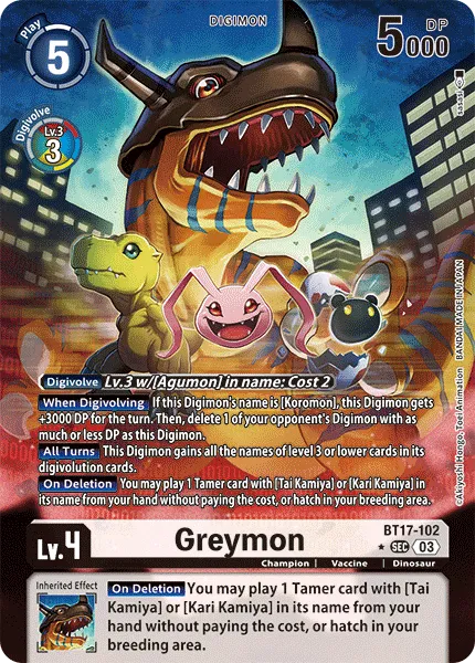 Greymon &mdash; Digimon Card Game card