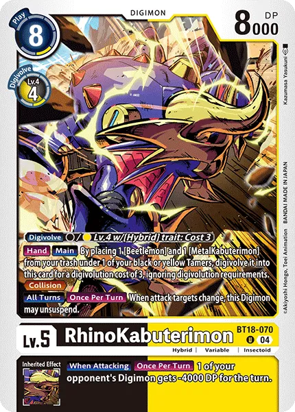 RhinoKabuterimon &mdash; Digimon Card Game card