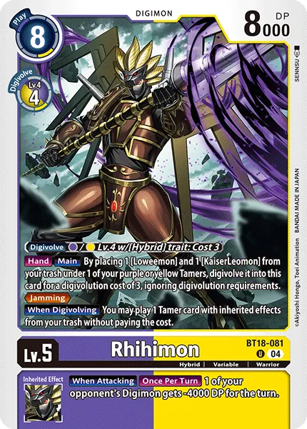 Rhihimon &mdash; Digimon Card Game card