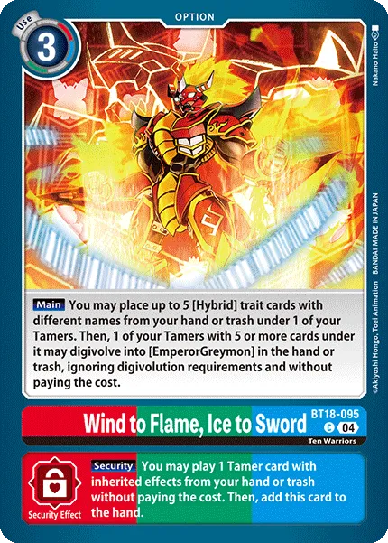 Wind to Flame, Ice to Sword &mdash; Digimon Card Game card