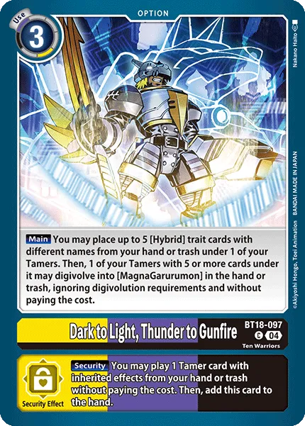 Dark to Light, Thunder to Gunfire &mdash; Digimon Card Game card