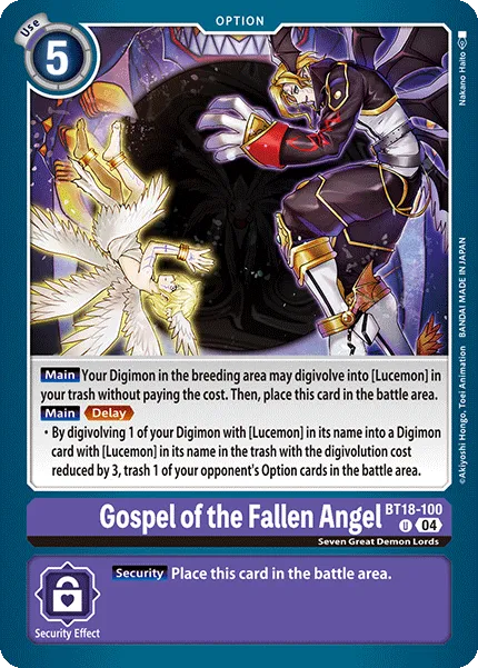 Gospel of the Fallen Angel &mdash; Digimon Card Game card