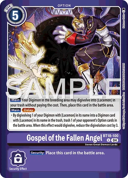 Gospel of the Fallen Angel &mdash; Digimon Card Game card