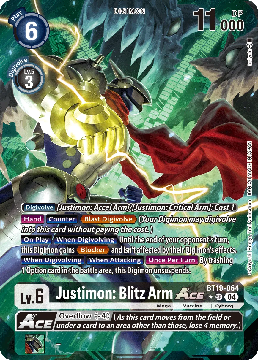 Justimon: Blitz Arm ACE &mdash; Digimon Card Game card