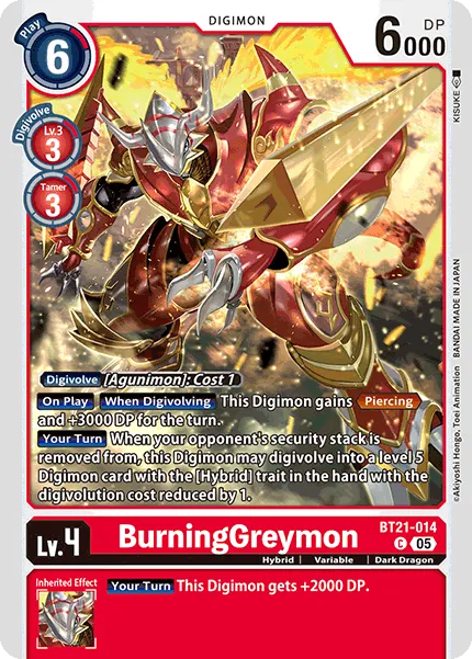 BurningGreymon &mdash; Digimon Card Game card
