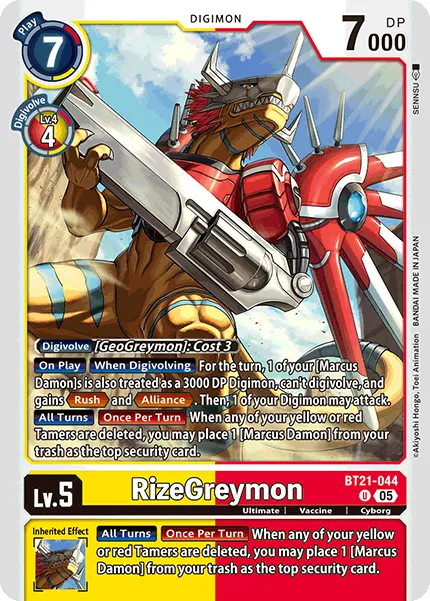 RizeGreymon &mdash; Digimon Card Game card