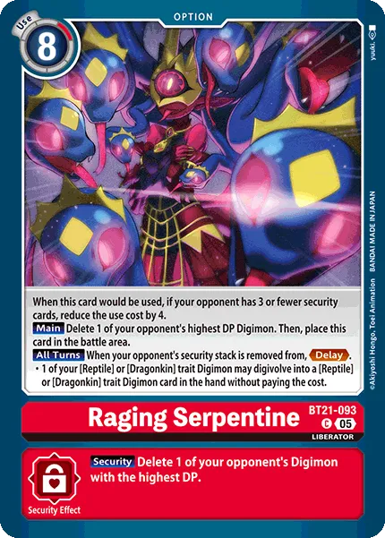Raging Serpentine &mdash; Digimon Card Game card