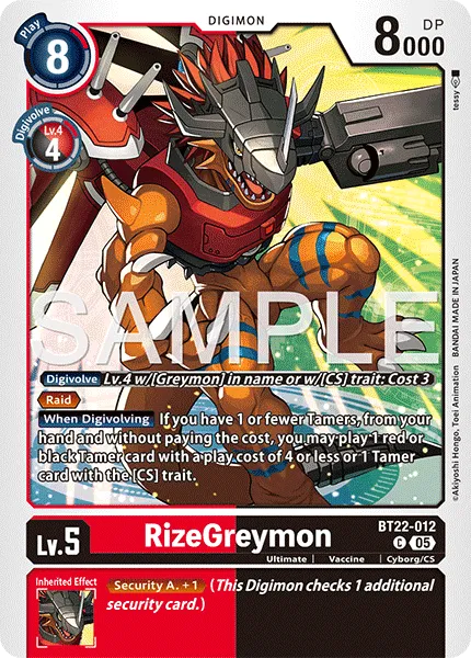 RizeGreymon &mdash; Digimon Card Game card
