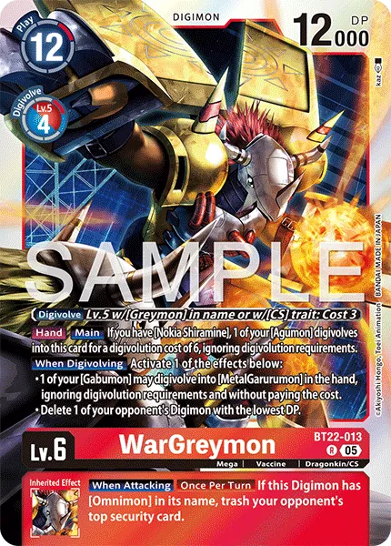 WarGreymon &mdash; Digimon Card Game card