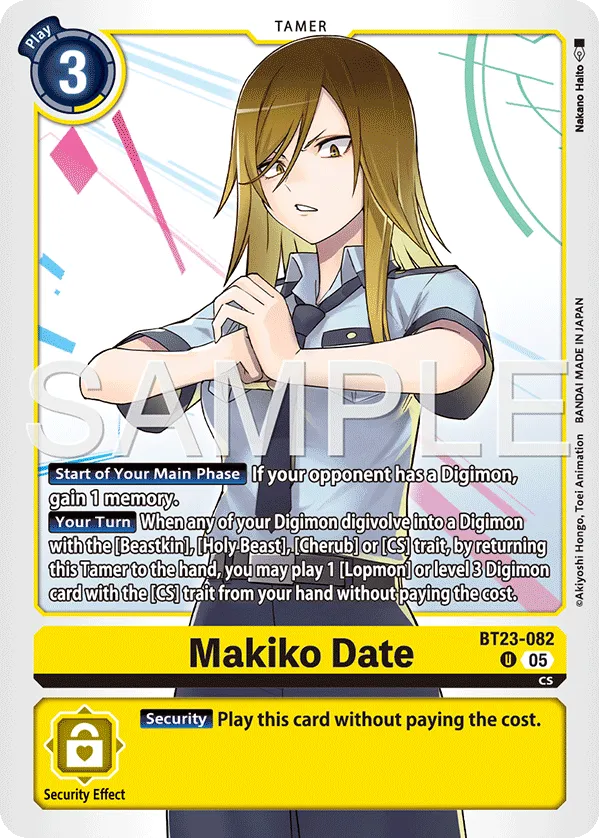 Makiko Date &mdash; Digimon Card Game card