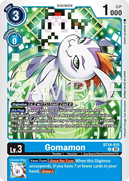 Gomamon &mdash; Digimon Card Game card