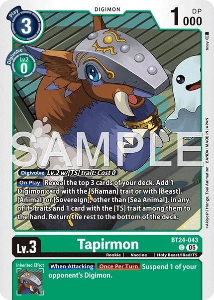 Tapirmon &mdash; Digimon Card Game card