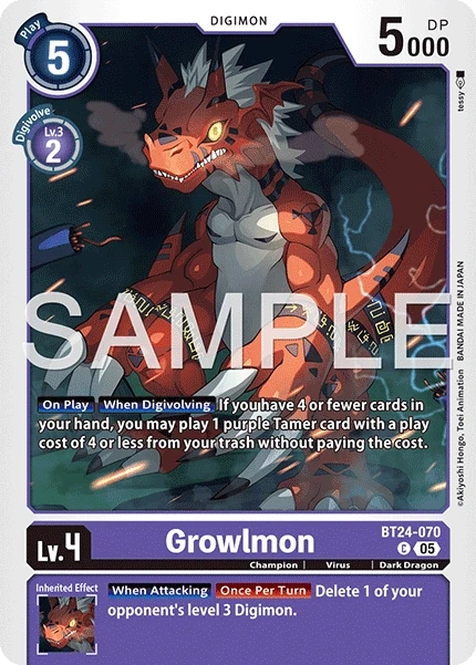 Growlmon &mdash; Digimon Card Game card