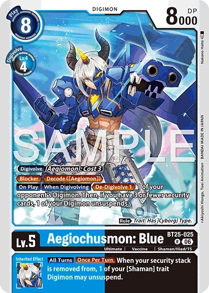 Aegiochusmon: Blue &mdash; Digimon Card Game card