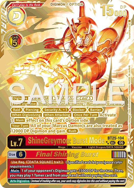 ShineGreymon: Burst Mode &mdash; Digimon Card Game card
