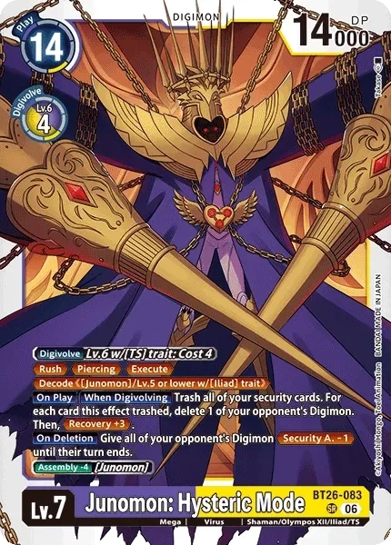 Junomon: Hysteric Mode &mdash; Digimon Card Game card