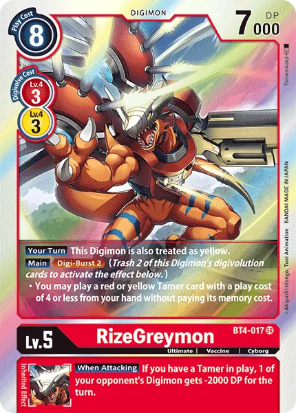 RizeGreymon &mdash; Digimon Card Game card