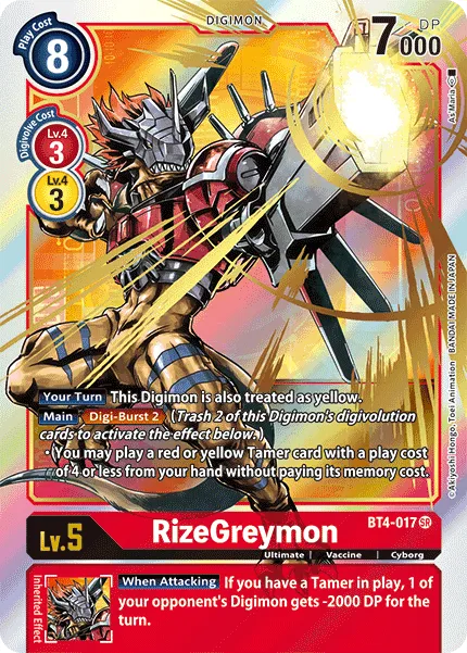 RizeGreymon &mdash; Digimon Card Game card