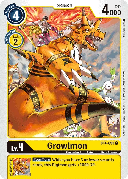 Growlmon &mdash; Digimon Card Game card