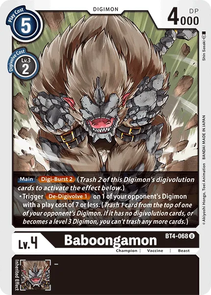 Baboongamon &mdash; Digimon Card Game card