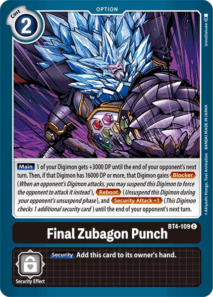 Final Zubagon Punch &mdash; Digimon Card Game card