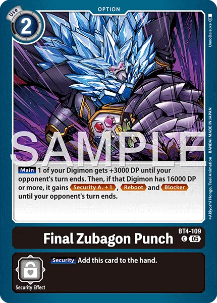 Final Zubagon Punch &mdash; Digimon Card Game card