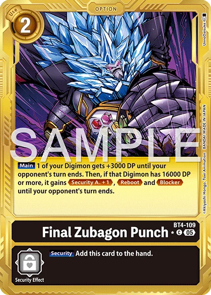 Final Zubagon Punch &mdash; Digimon Card Game card