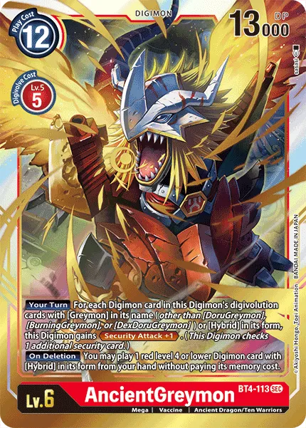 AncientGreymon &mdash; Digimon Card Game card