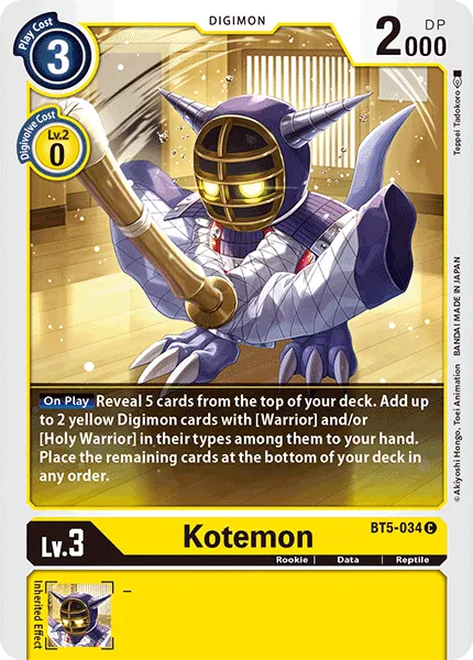 Kotemon &mdash; Digimon Card Game card