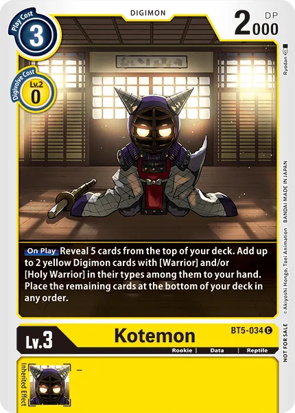 Kotemon &mdash; Digimon Card Game card