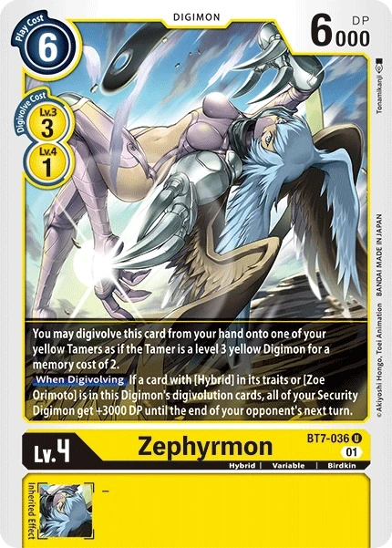 Zephyrmon &mdash; Digimon Card Game card