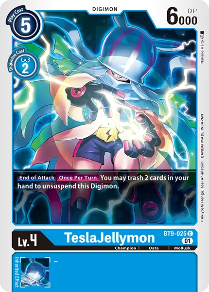 TeslaJellymon &mdash; Digimon Card Game card