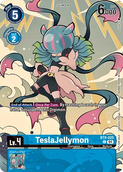 TeslaJellymon &mdash; Digimon Card Game card