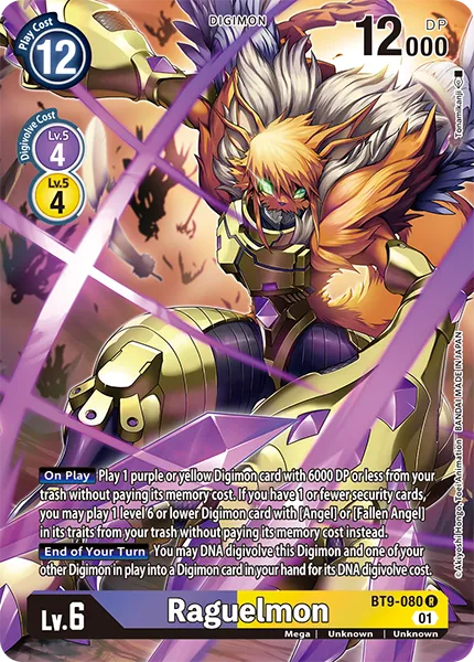 Raguelmon &mdash; Digimon Card Game card