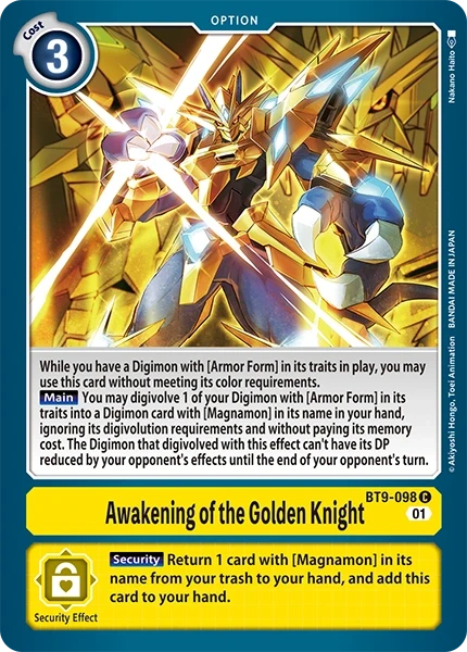 Awakening of the Golden Knight &mdash; Digimon Card Game card