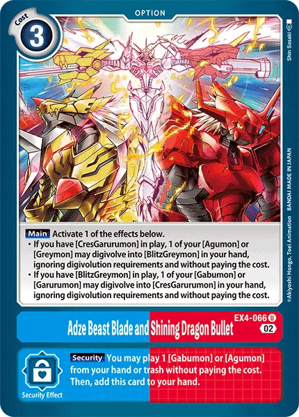 Adze Beast Blade and Shining Dragon Bullet &mdash; Digimon Card Game card