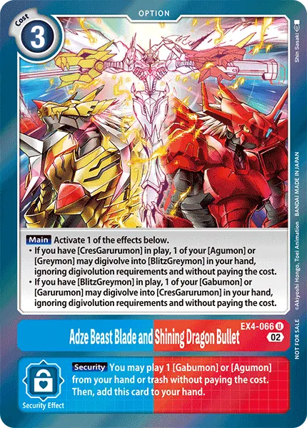 Adze Beast Blade and Shining Dragon Bullet &mdash; Digimon Card Game card