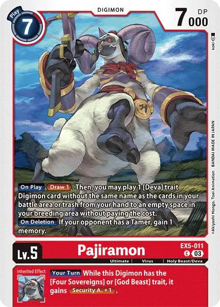 Pajiramon &mdash; Digimon Card Game card