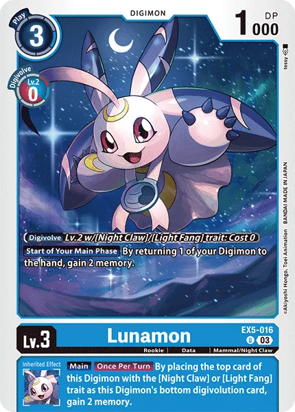Lunamon &mdash; Digimon Card Game card