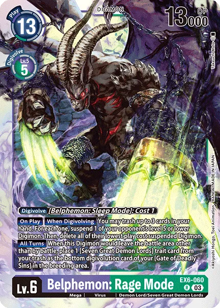 Belphemon: Rage Mode &mdash; Digimon Card Game card