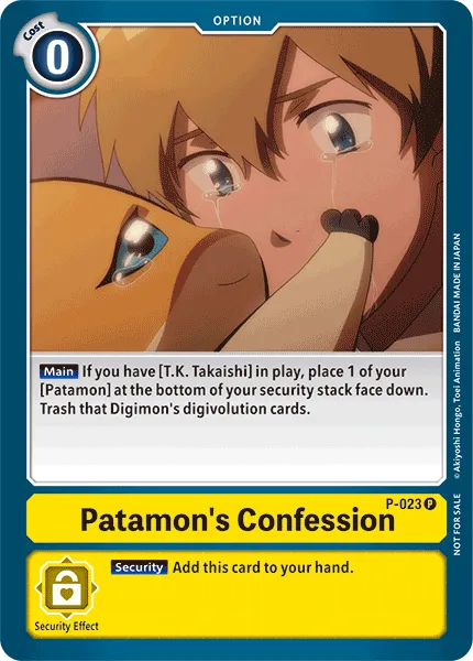 Patamon's Confession &mdash; Digimon Card Game card