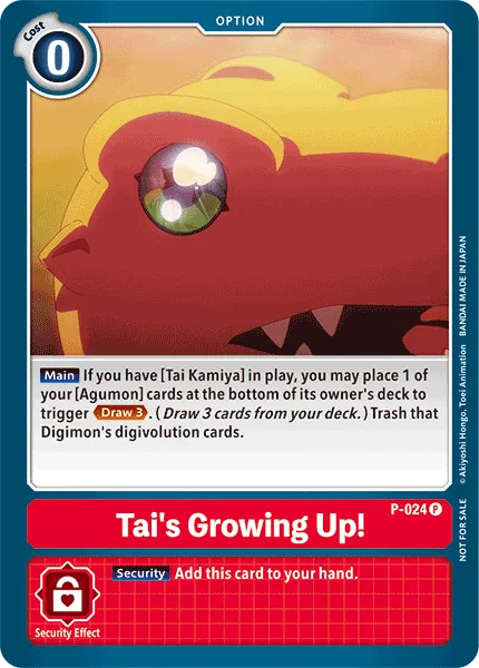 Tai's Growing Up! &mdash; Digimon Card Game card