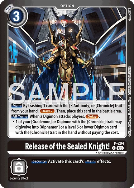 Release of the Sealed Knight! &mdash; Digimon Card Game card