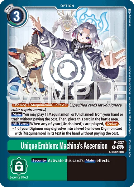 Unique Emblem: Machina's Ascension &mdash; Digimon Card Game card