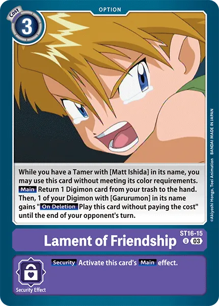 Lament of Friendship &mdash; Digimon Card Game card