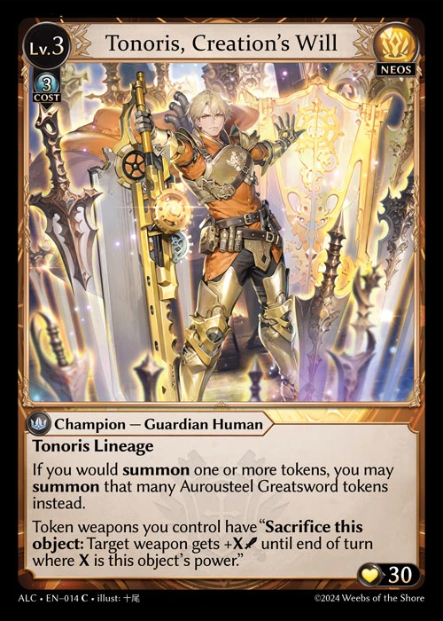 Tonoris, Creation's Will &mdash; Grand Archive TCG card
