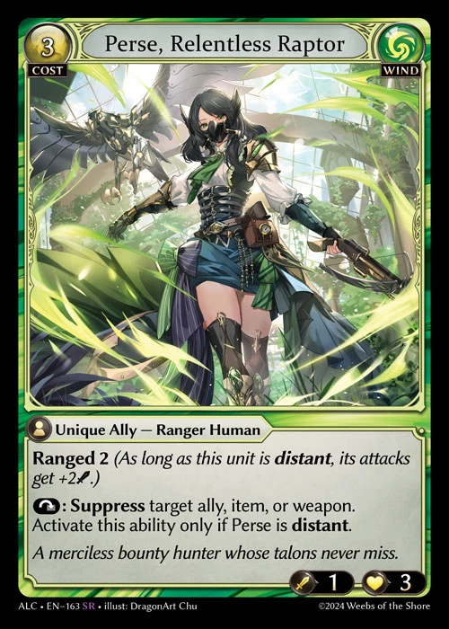 Perse, Relentless Raptor &mdash; Grand Archive TCG card