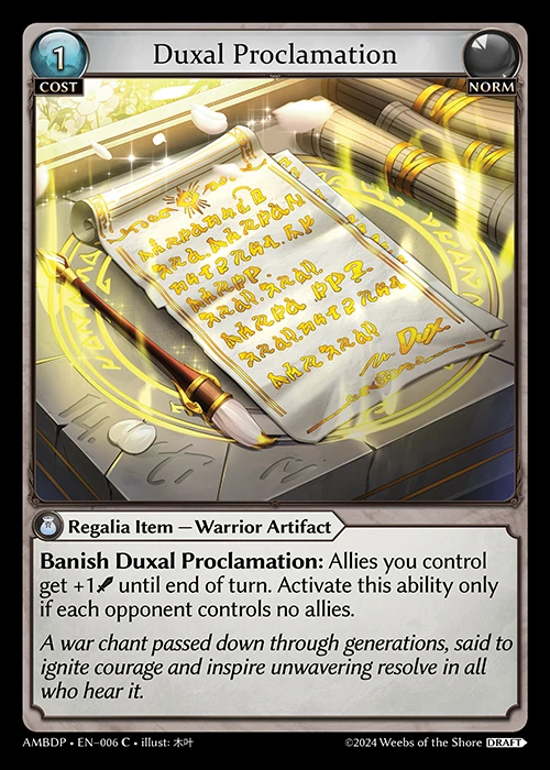 Duxal Proclamation &mdash; Grand Archive TCG card